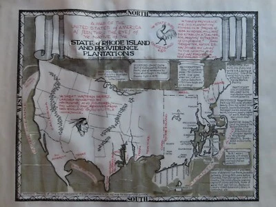 Póster de mapa vintage único en su tipo 1963 de RHODE ISLAND y Providence Plantations de Estados Unidos Foto 1 de 4
