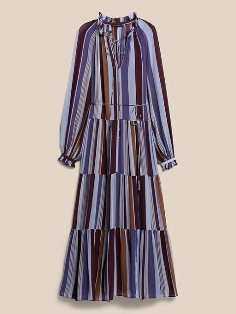 Banana Republic Tiered Maxi Dress XL - Multi Stipe (803880)
