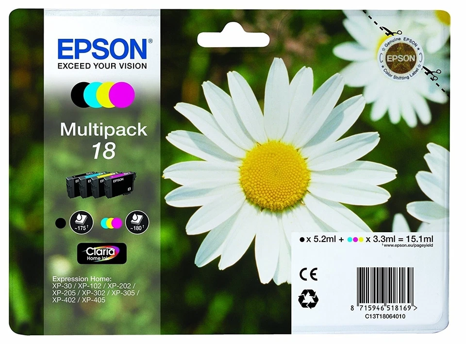 CARTUCCIA EPSON 18 MARGHERITA ORIGINALE - MULTIPACK COLORI