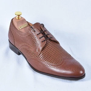 Herren Schuhe Braun Budapester Cognac Business Neu Leder 41 42 43 - Picture 1 of 6