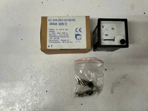 Einbau Voltmeter Einbauinstrument 0 - 500V AC Messinstrument Analog 48x48 - Bild 1 von 7