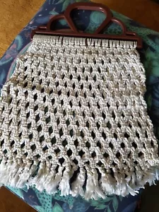 Vintage Boho Macrame Rope Bag Crochet Plastic Handles Home Decor Beach Trending - Picture 1 of 5