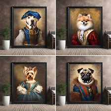 Renaissance Custom dog portrait poster, Regal Royal Personalized dog wall art