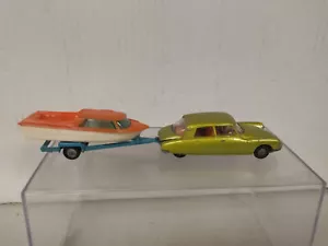CITROEN DS 21 + REMORQUE BATEAU apx 1:64 MAJORETTE 13 RAIL ROUTE BOX - Imagen 1 de 9
