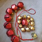 Christmas Ornaments 19 Metal Jingle Bells Lot - 8 L Red, 10 M gold, 1 Necklace 