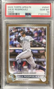 2022 Topps Update Rookie Debut Gold Julio Rodriguez #US97 RC PSA 10 - Picture 1 of 4