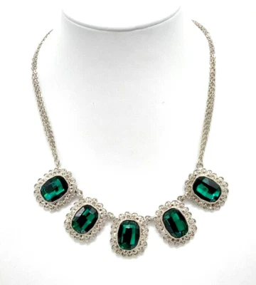 Collar cuadrado de cristal verde 16" ajustable para dama  Foto 1 de 4