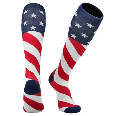 Calcetines deportivos largos hasta la rodilla Mk bandera de Estados Unidos béisbol, fútbol americano Foto 1 de 2