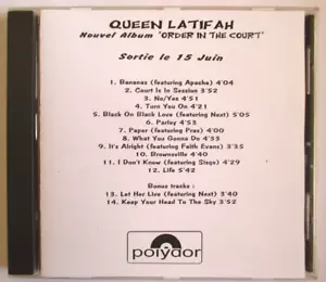 QUEEN LATIFAH - VERY RARE FRANCE PROMO CD "ORDER IN THE COURT" - BONUS TRACKS - Bild 1 von 4
