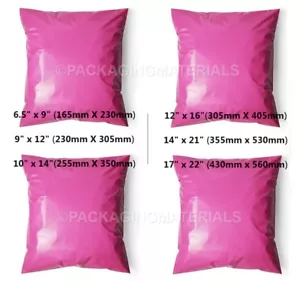COLOURED PINK MAILING BAGS POLY BAGS ALL SIZES - Picture 1 of 3