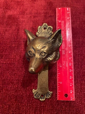 Antique Vintage Style Small Solid Brass Fox Door Knocker Hardware - Image 1 of 2