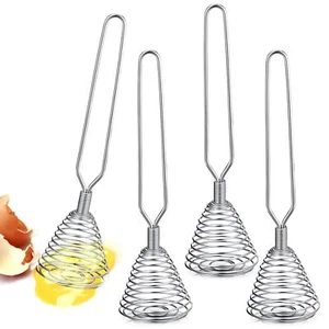 4 Pack Stainless Steel Spring Coil Whisk Wire Whip Cream Egg Beater for Mixing - Picture 1 of 7