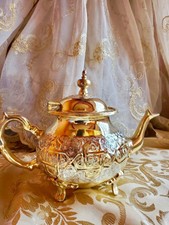 Moroccan Authentic traditional Handmade Gold Silver Teapot X Large Size