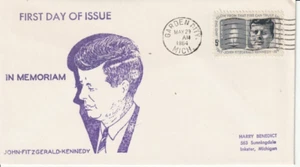 1246 5 cent JFK John Kennedy May 29 1964 FDC First Day Garden City Michigan - Picture 1 of 1