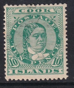 COOK ISLANDS-1918 10d Verde Sg45 - Buen Usado - Imagen 1 de 2
