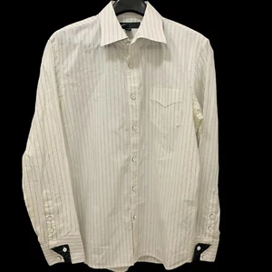 Howe Shirt Sz Large Mens, Button Up, Long Sleeve, White w/Black Stripes - Picture 1 of 6