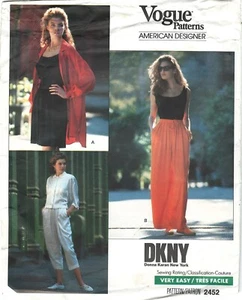 1990 Vogue Patterns 2452 American Designer DKNY Misses Petite Shorts Pants uncut - Picture 1 of 3