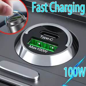 100W USB Fast Phone Charger Type C QC3.0 Black Charging Car Interior Accessories - Picture 1 of 11