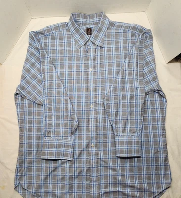 Camisa de vestir a medida Robert Talbott Estate gris azul a cuadros Foto 1 de 4