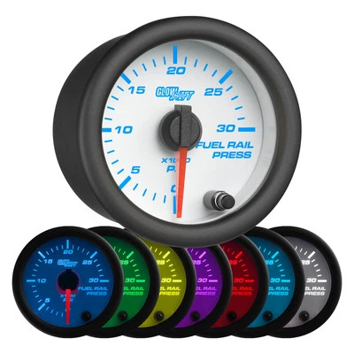 GLOWSHIFT WHITE 7 FUEL RAIL PRESSURE GAUGE 30,000 PSI for 5.9L DODGE CUMMINS - Image 1 of 4
