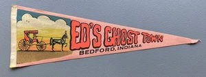 Banderín de fieltro vintage Bedford Indiana Ed's Ghost Town parque de atracciones 24 pulgadas - Imagen 1 de 3