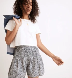 Madewell pantaloncino pull-on smocked floreale fiorentino donna blu medio arioso - Foto 1 di 12
