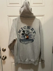 Disney Parks Mickey Mouse Gray Zip Front Hoodie Hooded Sweatshirt Jacket Size L - Picture 1 of 6