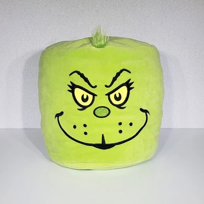Almohada de felpa Aurora Dr Seuss Navidad Grinch juguete de peluche cabeza cara verde 10" usada en excelente estado Foto 1 de 4