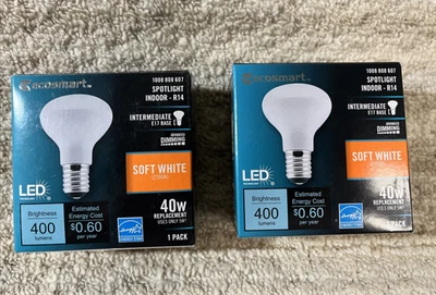 EcoSmart Soft White LED 40W Spotlight Dimmable R14, 1008 808 607 LOT (2) - Image 1 of 4