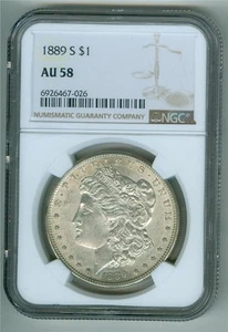 U.S. 1889-S MORGAN DOLLAR NGC AU-58 - Picture 1 of 2