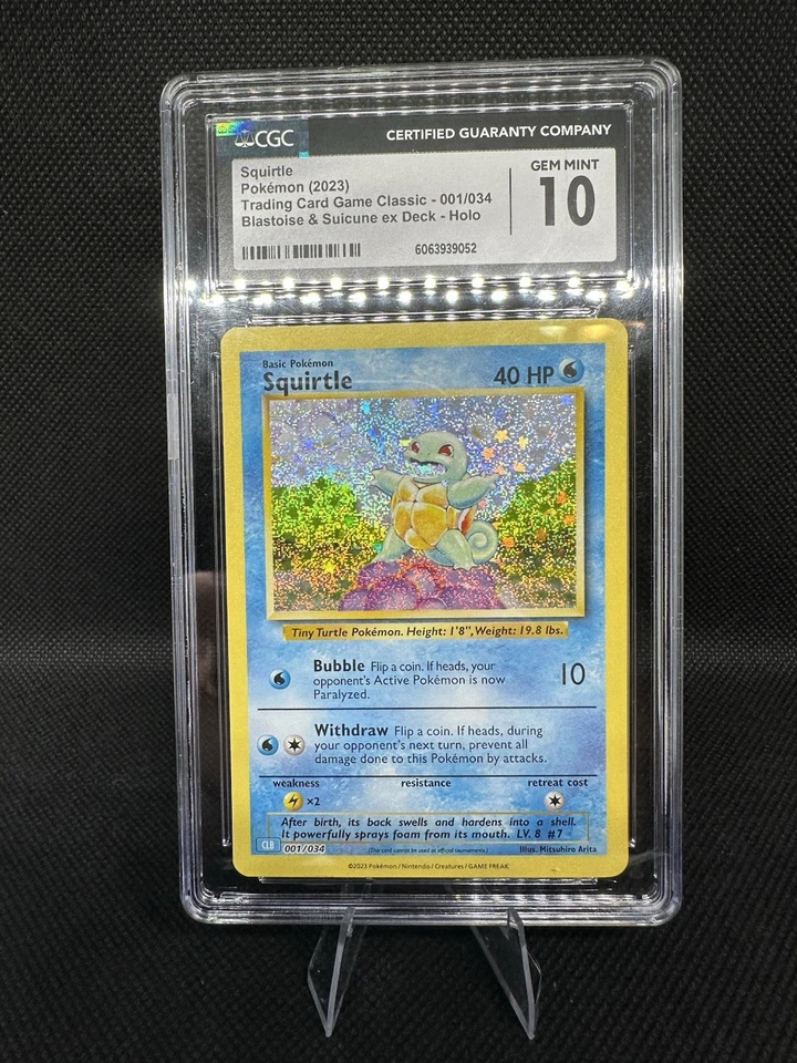 CGC 10 GEM MINT Squirtle 001/034 CLB Classic Box Holo Rare Pokémon TCG 2023 - Image 1 of 1