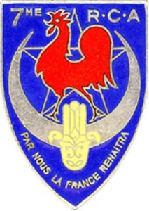 7° Régiment de Chasseurs d’Afrique, coq rouge main jaune losangé, Mardini (8675) - Imagen 1 de 2