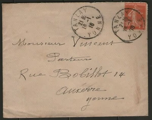Francia: Yonne / CàD Tanlay Sobre Carta De 1916 - Imagen 1 de 2