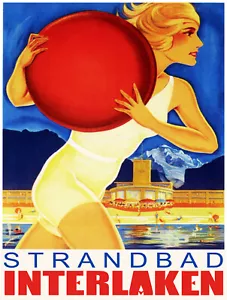 6814.Room Wall Poster.Interior art design.Woman with red beach ball decoration - Picture 1 of 1