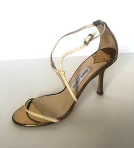 Jimmy Choo Slingback Absätze gold cremefarbene offene Zehenpartie Sandalen 38/8/7,5 Schuhe - Bild 1 von 10