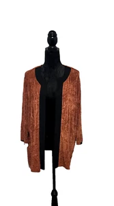 Braune Damen-Strickjacke der Marke Slinky mit offener Vorderseite 3/4-Ärmeln Größe 1X - Bild 1 von 13