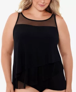 $140 Miraclesuit Mirage Underwire Tankini Swim Top -plus size 20W - Black - Picture 1 of 7