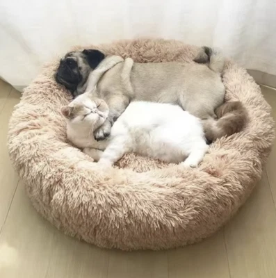 Camas redondas para gatos casa suave larga felpa mejor cama para mascotas para perros cesta mascota Foto 1 de 4