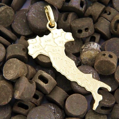 18k 750 Real Solid Yellow GOLD Italy Map Flat Italian Pendant Charm for Necklace - Image 1 of 4