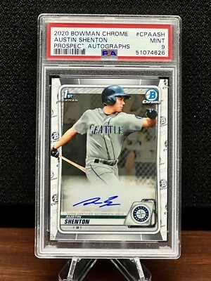 AUSTIN SHENTON 2020 Bowman Chrome 1st Rookie Card RC Auto PSA 9 Mint Low Pop! - Image 1 of 3