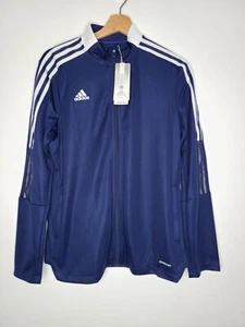 NWT adidas Aeroready Navy Blue White Stripe Full Zip Track Training Jacket Large - Picture 1 of 11