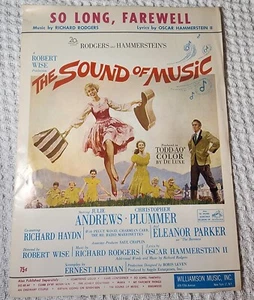 Vintage Sheet Music "So Long, Farewell" from The Sound of Music 1959 Hammerstein - Imagen 1 de 2