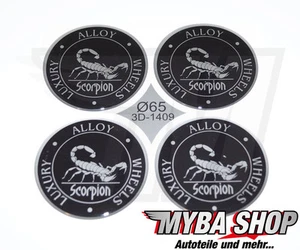 Silicone Stickers Ø= 65Mm For Hub Caps Emblems Stickers With Scorpion "New" X4 - Picture 1 of 1