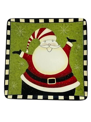 2 Platos de Papá Noel Cuadrados Internacionales Certificados 8.5" Dan Dipaolo Caprichosos COMO NUEVOS Foto 1 de 4