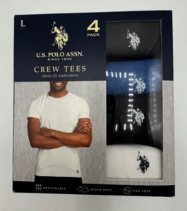 US Polo Association Men's Classic Fit Crew Undershirts 4 Pk Sz Large Multicolor - Picture 1 of 3