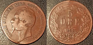 Suède - Oscar I - 5 öre 1858 - KM#690 - Foto 1 di 1
