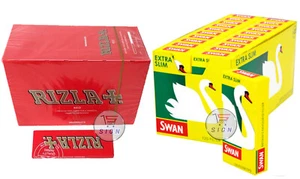 600 RIZLA RED ROLLING PAPERS & 600 SWAN EXTRA / ULTRA / SLIM FILTER TIPS - Picture 1 of 4