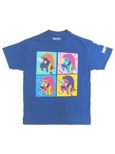 Fortnite Boys Short Sleeve Blue Rainbow Smash Pickaxe Gamer T-Shirt Tee L(10-12) - Picture 1 of 1