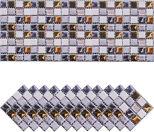 20Pcs Mosaic Tile Stickers, 10 X 10Cm Square Wallpaper Self-Adhesive PVC Waterpr - Picture 1 of 6