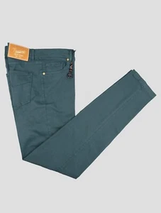 NEW PESCAROLO IMPERFECT JEANS GREEN COTTON CASHMERE EA SIZE 34 US 50 EU PZD14 - Picture 1 of 4